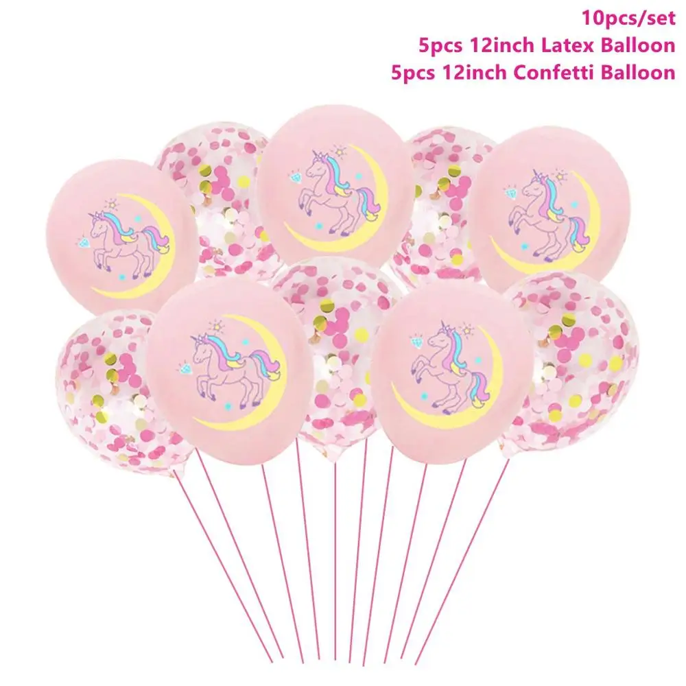 Latex Balloons 5 TAOUP 5 шт. одноразовые татуировки Единорог стикер с днем рождения Единорог Декор ребенок душ девушка Unicornio День Рождения Декор дети - Цвет: Latex Balloons 5