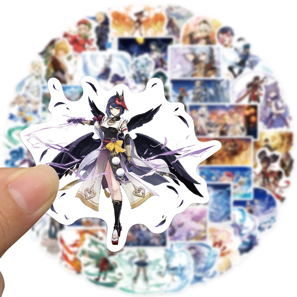 103050pcs new raiden shogun genshin stickers aesthetic anime game decal for suitcase luggage motor bicycle car kids stikers free global shipping