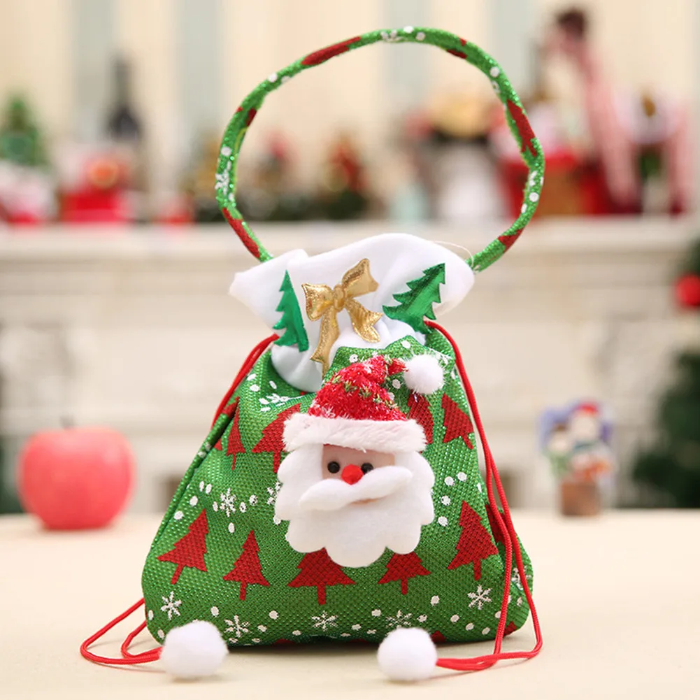 

New Year 2022 Christmas Santa Claus Gift Bag Candy Bag Snowflake Crisp Drawstring Bags Xmas Decorations For Home Navidad