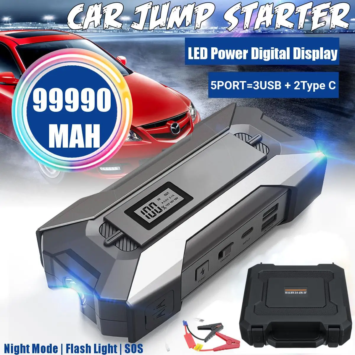 Car Jump Starter Power Bank A11 Display Screen 12V Starting Device Portable Emergency Car Booster Auto Car Battery Charger