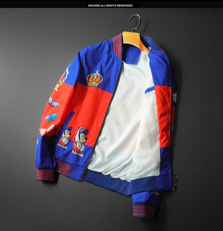

New Men luxury Rib Sleeve 2021 Crown bee butterfly High couple Baseball Coats & Jackets Abstract digital coat Motor #C19