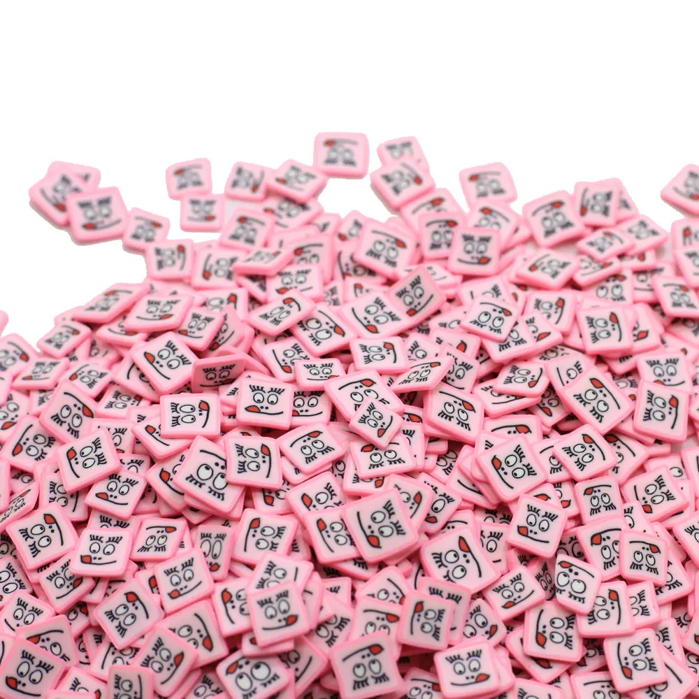 

200/50g Lovely Baby Pink Color Polymer Clay Happy Face Slice Hot Clay Sprinkles For Crafts DIY Nail Art Decoration Accessories