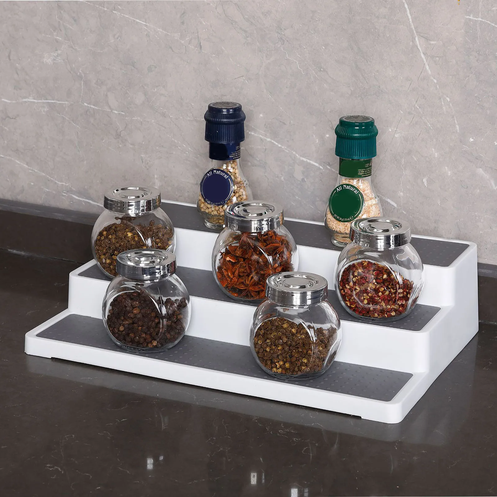 

Newest 3 Levels Spice Rack Anti-slip Easy to Install and Clean Storage Shelf for Kitchen