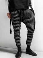 men beat pants hanging crotch pants spring and autumn new personality stripe design fashion leisure loose pants