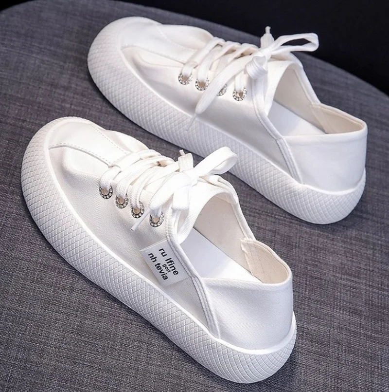 

Summer Platform Sneakers Women Canvas Shoes Woman Walking Sneakers Flats Female Lace-Up Vulcanize Casual Shoes