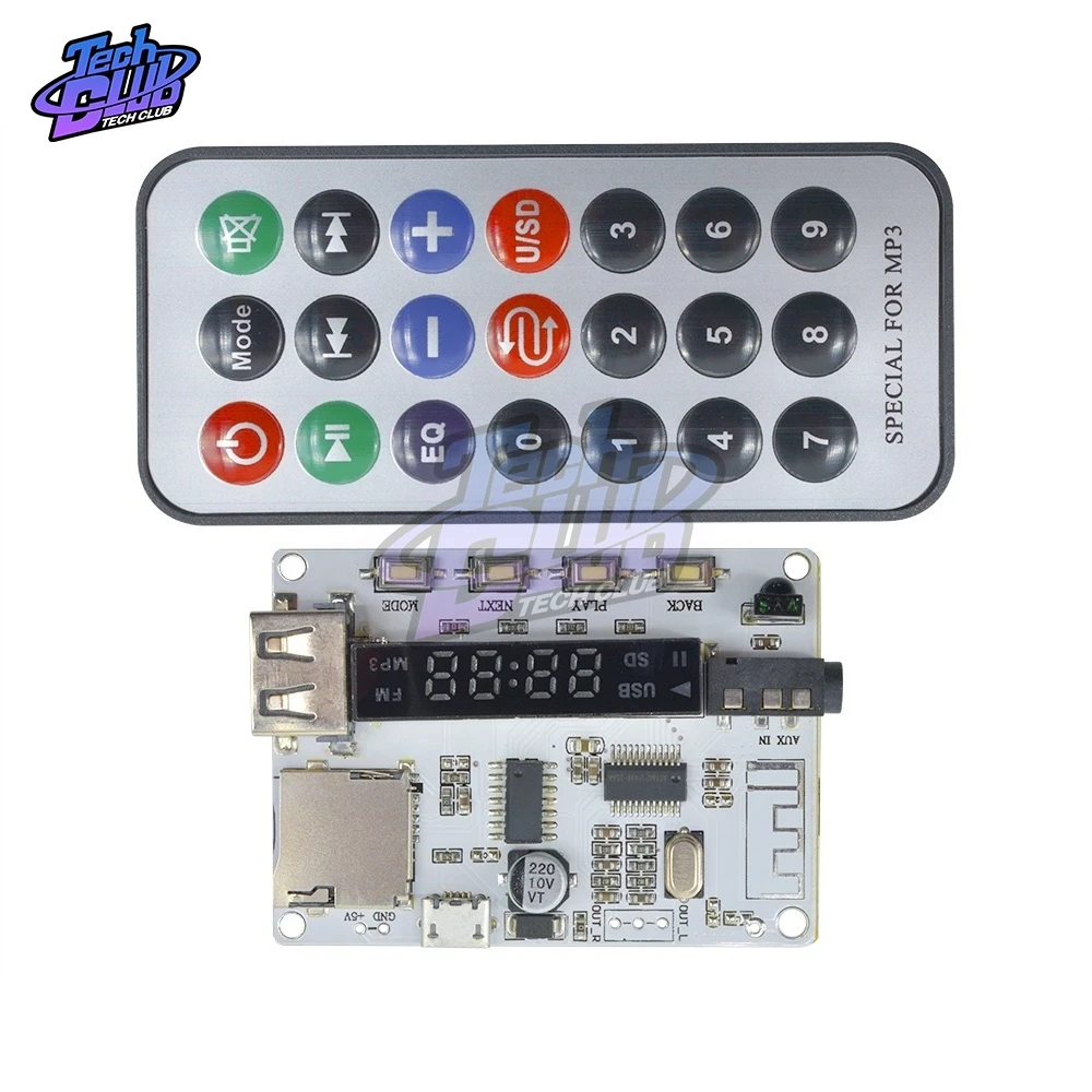 Цифровой светодиодный беспроводной Bluetooth FM MP3 декодирующая плата TF Micro SD карта