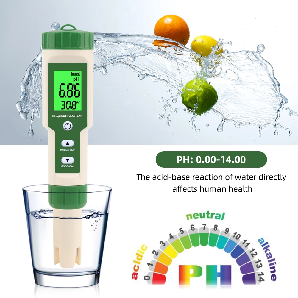 

Digital PH Meter 5 in 1 PH/TDS/EC/ORP/TEMP Tester EZ-9910A PH Meter EC Detector Water Quality Monitor Tester for Drinking Water