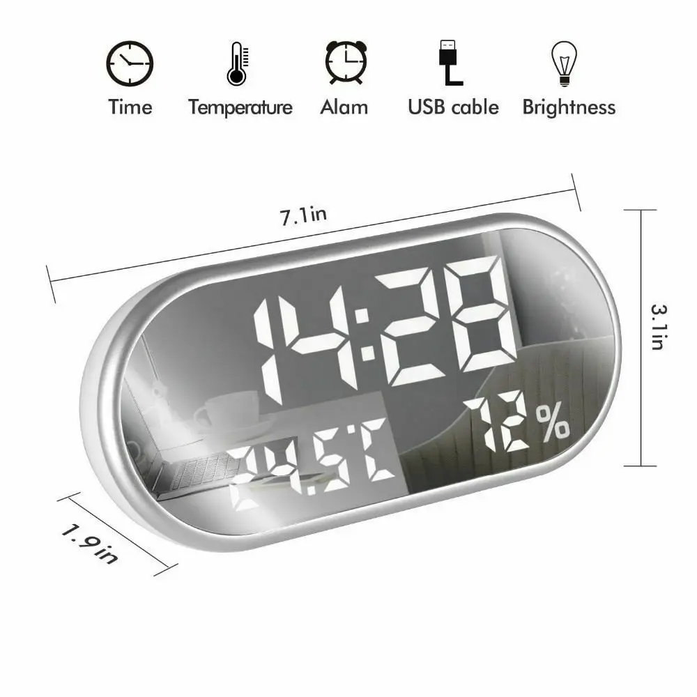 Temperature LED Digital Alarm Clock HD Display with Backlight Watch Desktop Mirror Snooze Table Clocks | Дом и сад