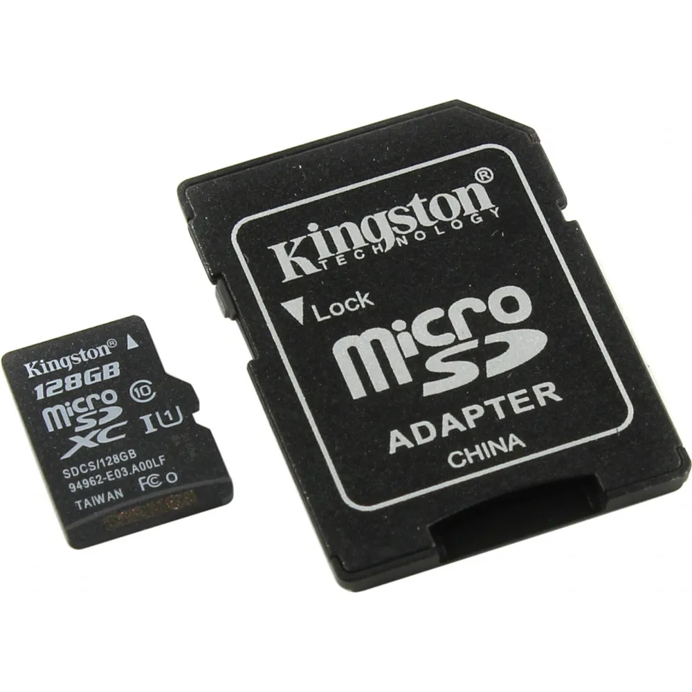 Карта памяти Kingston 128GB microSDXC Class 10 UHS I U1 Canvas Select SD адаптер 80MB/s SDCS/128GB|Карты памяти| |