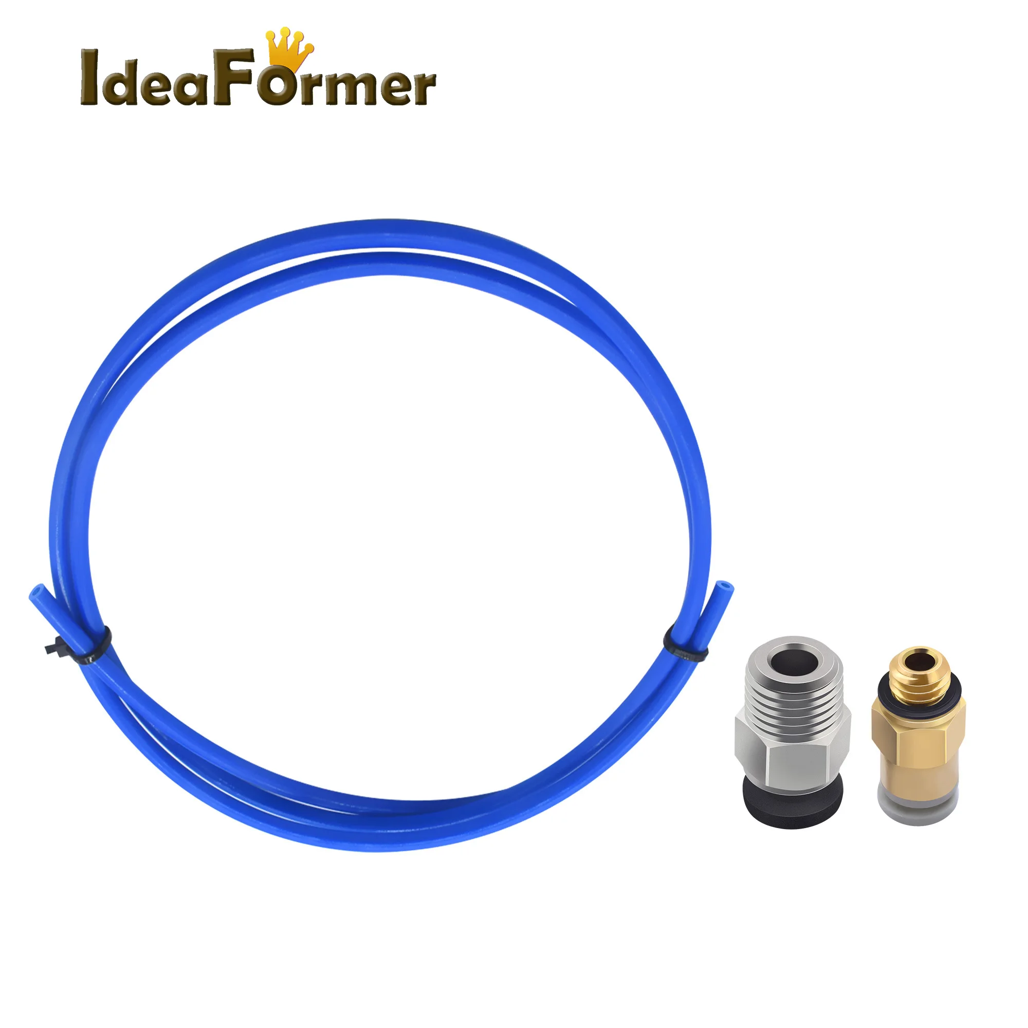 

1M Bowden PTFE Blue Teflontube+1Pcs Quick Fitting + 1Pcs Straight Pneumatic Fitting PushTo Connect For 3D Printer Parts