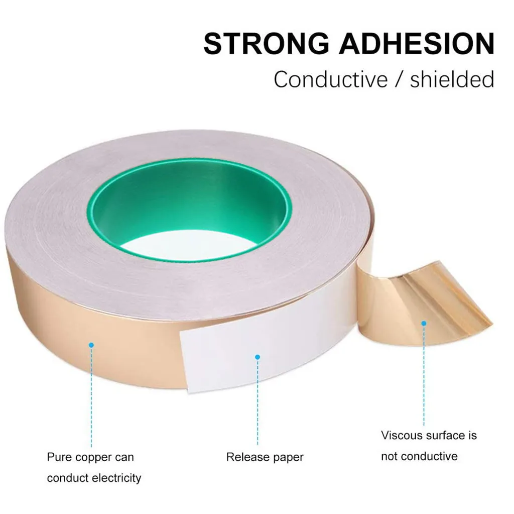 Проводящая медная лента фольга изоляционная клейкая самоклеящаяся 30 метров X 50