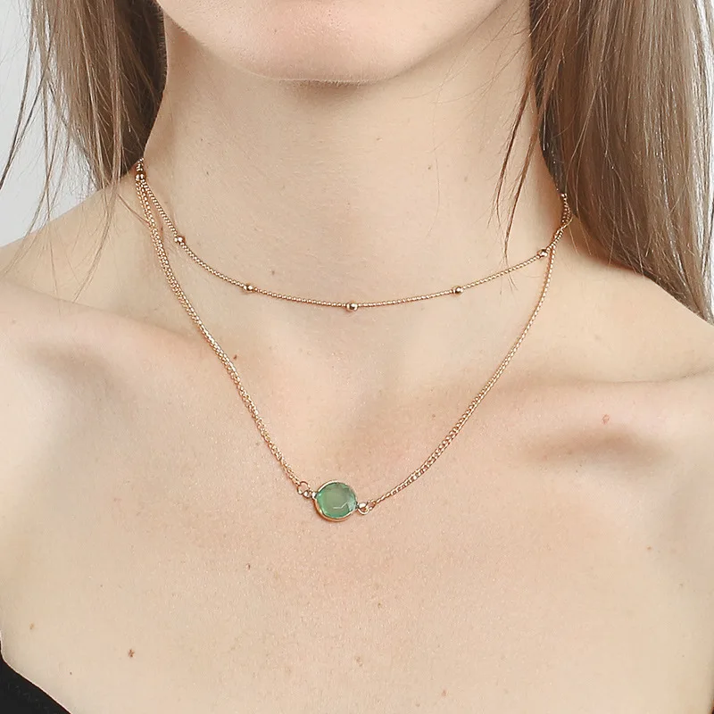 Европейская красота ожерелье из натурального камня Инкрустированного стеклом