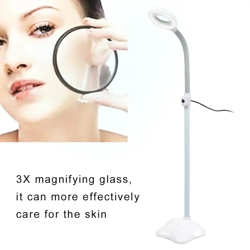 

Beauty LED Cold Light Adjustable 3X Magnifying Glass Stand Lamp Tattoo Shadowless Magnifier Fill Light Eye Protection Foor Lamp