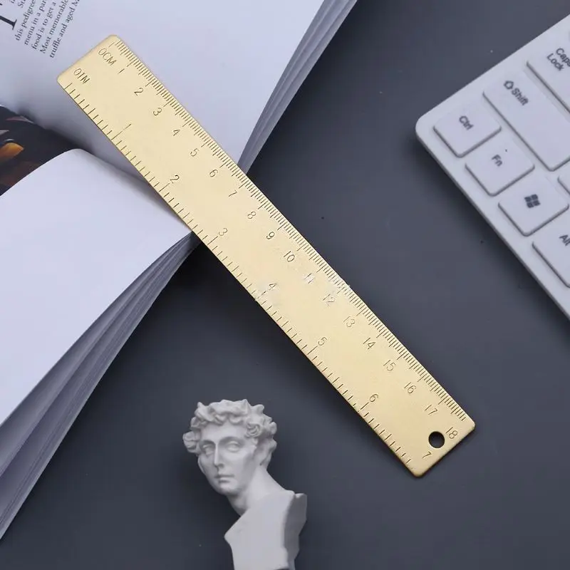 

18cm Brass Ruler Bookmark Label Book Mark Cartography Painting Measuring Tool Office School Stationery