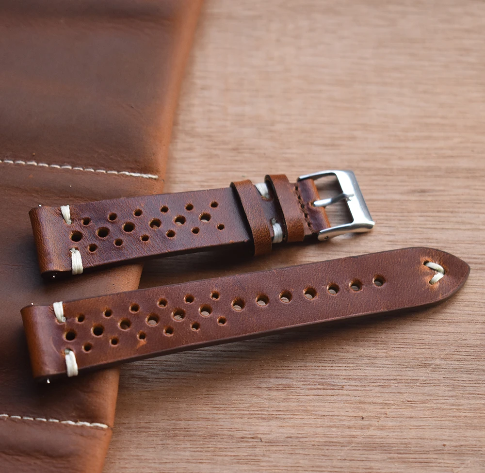 Винтажный кожаный ремешок ручной работы аксессуары для часов браслет 18 мм 20 22 24