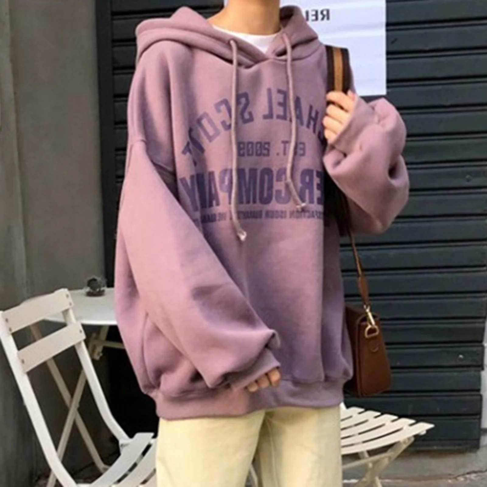 Autumn winter Harajuku sweatshirt Letters print womens hooded pullover tops Plush Oversized women's hoodies casual women Clothes