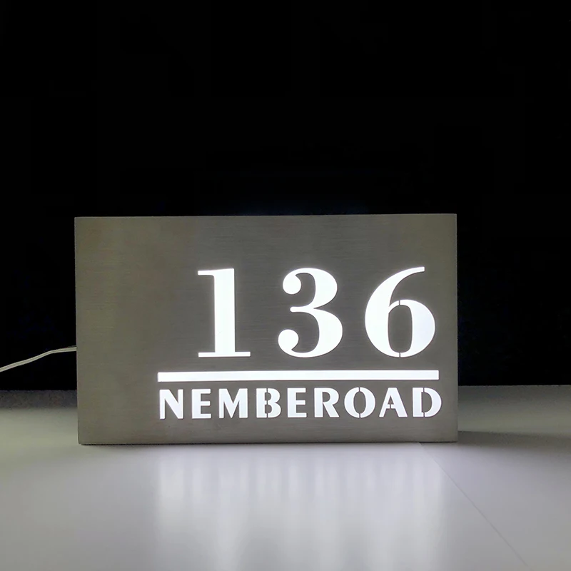 

Illuminated Address Sign Plaque House Numbers LED Lighted - Laser Engraved On Acrylic Sign