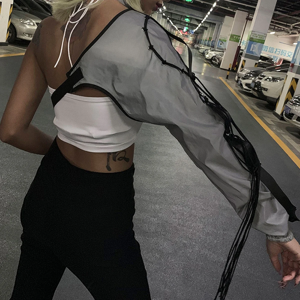 Женская Светоотражающая повязка на одно плечо светящийся темный Топ