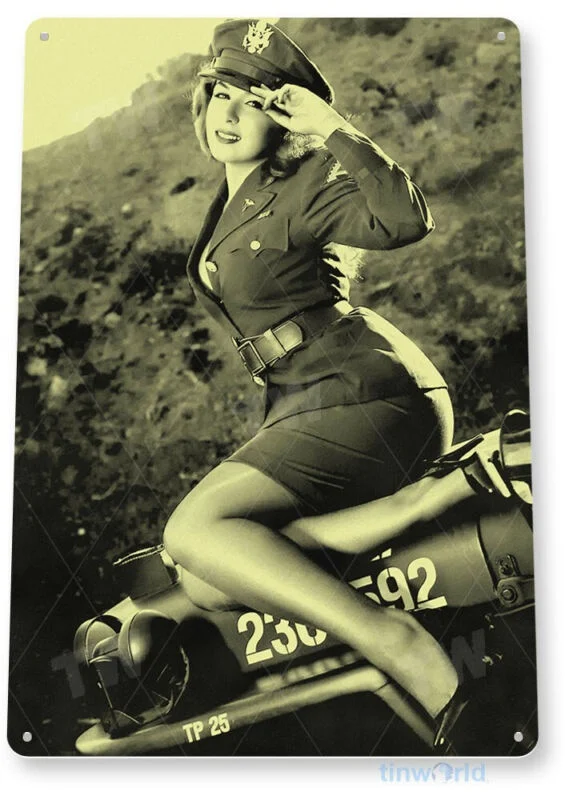 

TIN SIGN Tin Metal Sign Pin-up Girl Army Military Garage Decor funny tin sign