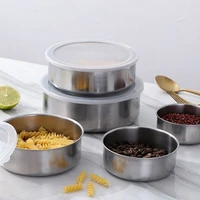 5pcs stainless steel fresh keeping boxes with lids reusable storage bowl sealed preservation crisper food container kitchen tool
