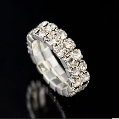 Модные вечерние классические ювелирные изделия Anillos, потрясающие многорядные растягивающиеся кольца с бриллиантами для женщин - Цвет основного камня: 2row