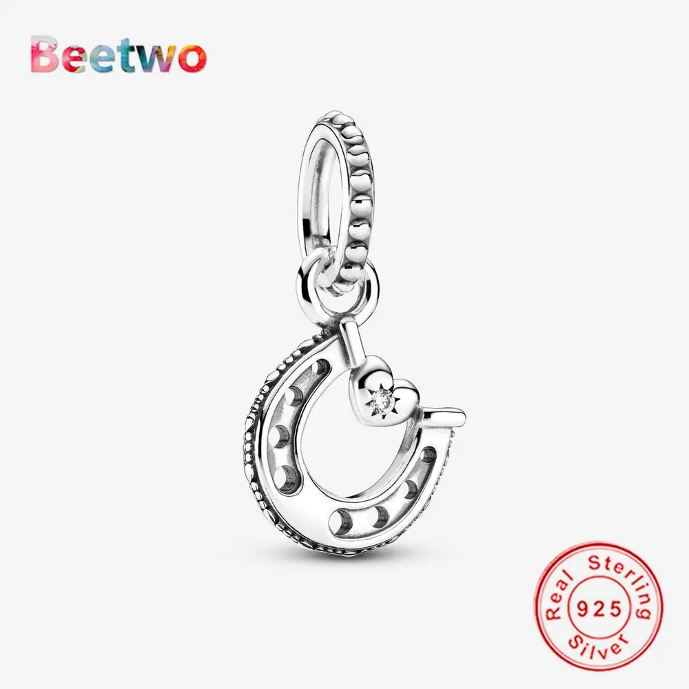 

silver color Good Luck Horseshoe Dangle Charm Fit Original Pan Bracelet Charms Beads Jewelry Making Berloque