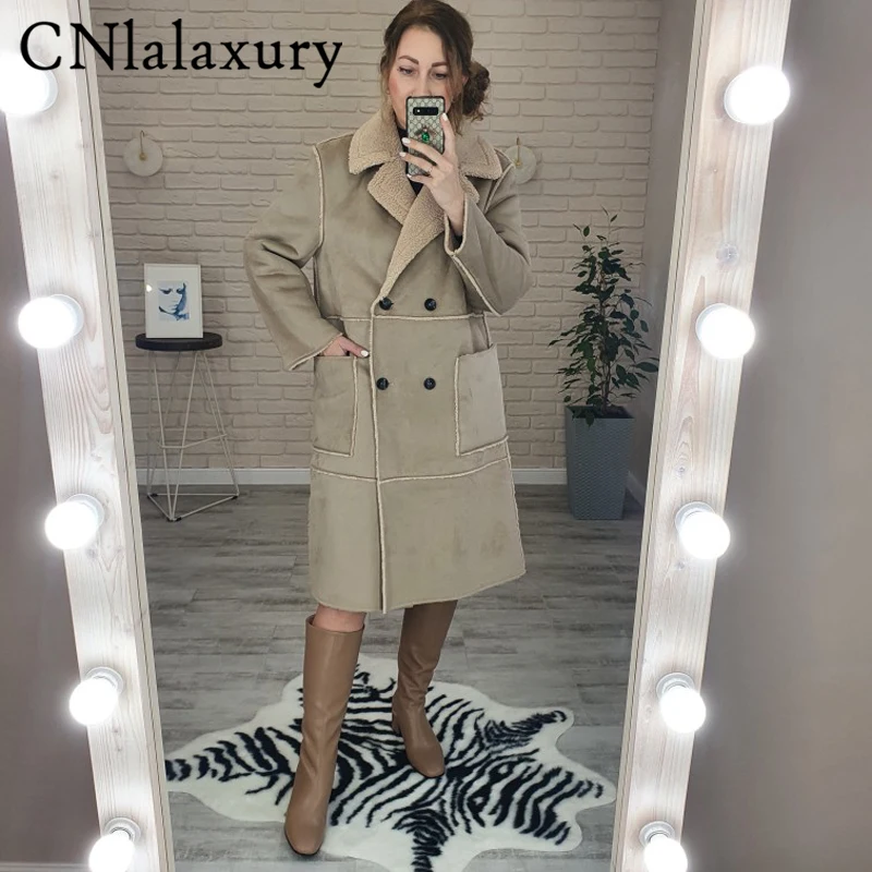 Новинка 2022 зимнее пальто CNlalaxury из меха ягненка женская новая теплая замшевая