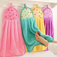soft coral velvet hand towel absorbent cloth handkerchief for household wall mounted kitchen supplies hanging cloth 1pc