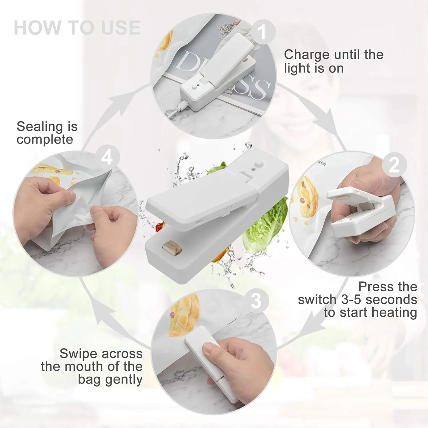 

2 In 1 Mini Magnetic Sealer Bag Cutter Opener Portable Food Snack Sealing Packaging Machine Rechargeable Kitchen Bag Sealer