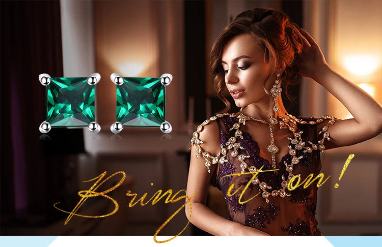 Jewelrypalace квадратный 0.6ct создания Изумрудный 925 серебро Серьги-гвоздики Модные украшения для Для женщин