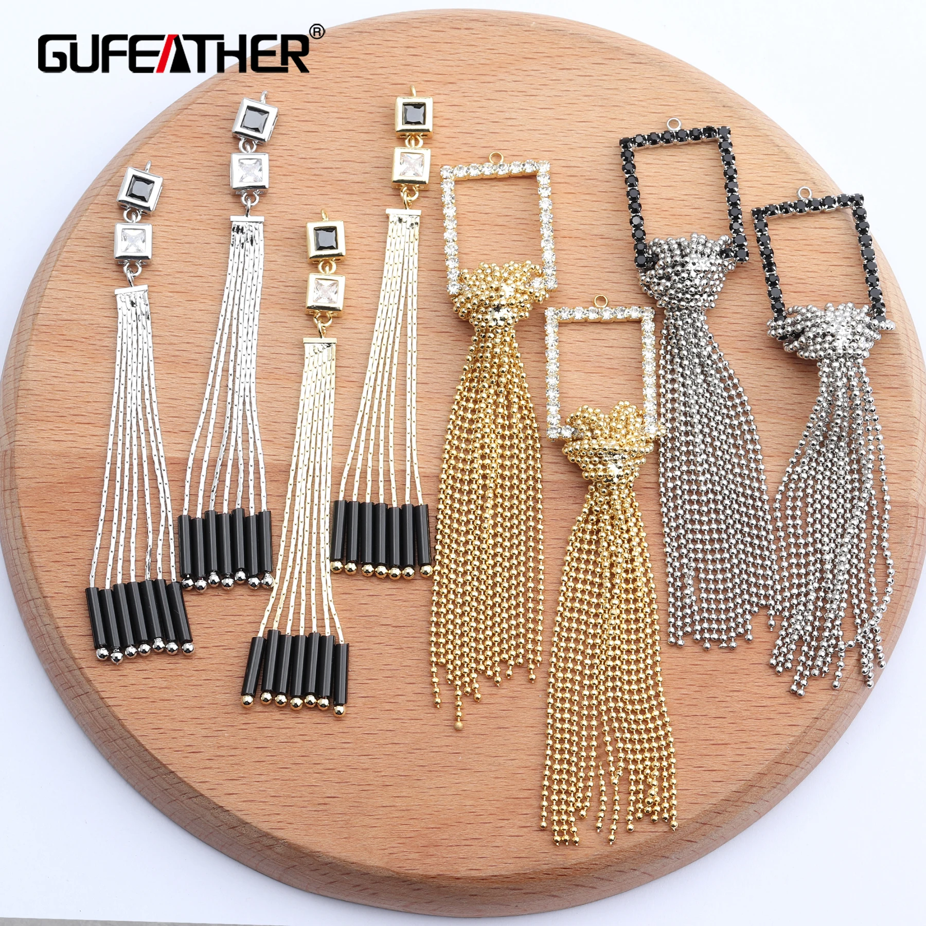 Кулон кисточка GUFEATHER M630 с покрытием из 18 каратного золота 0 3 мкм стабильное