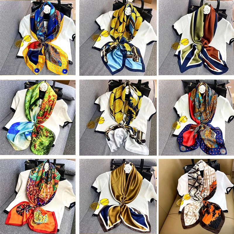 

2021 New Brand Women Wear High-quality Scarf Winter and Summer Fashion Silk Scarves Sunscreen Accessories Seaside 90-90CM