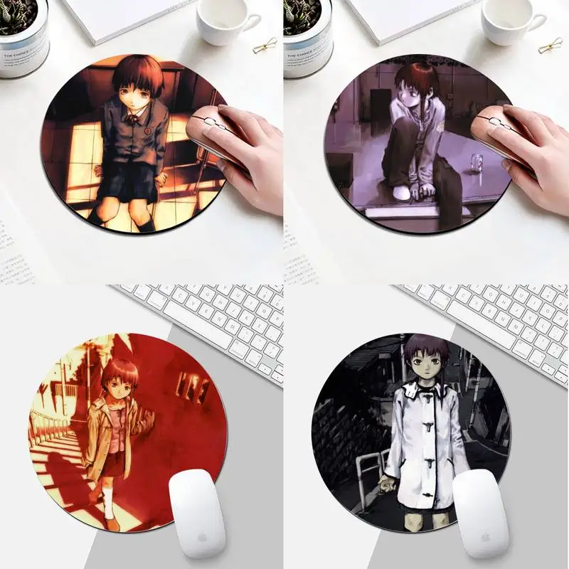 

Serial Experiments Lain Anime Unique Desktop Pad Game Mousepad Round Desk Gamer Gaming Mat For PC Laptop Round Mouse Pad