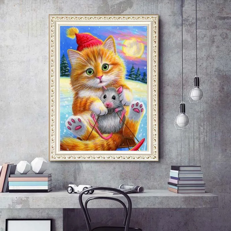 Алмазная 5D живопись полная мозаика с животными кошкой алмазная вышивка