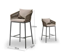 Outdoor Garden Bar Chair Nordic Leisure Rattan Chair Rope Woven Armchair Seat Height 75cm