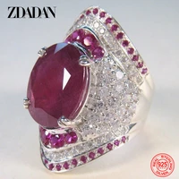 zdadan 925 sterling silver ruby ring for women zircon finger rings fashion jewelry gifts