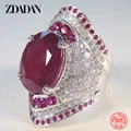 Zdida 925 из стерлингового серебра, рубиновое кольцо для женщин циркониевые кольца на палец Модные Ювелирные изделия Подарки - фото