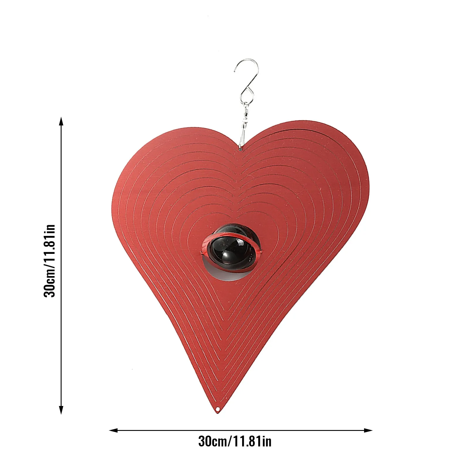 3DHeart красный любящее сердце ветра скульптуры висит ветряной колокольчик с