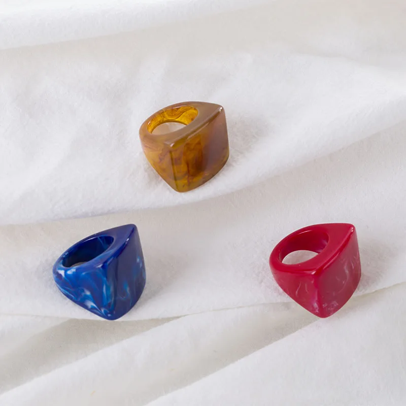 Новые винтажные модные Геометрические Квадратные полимерные акриловые кольца