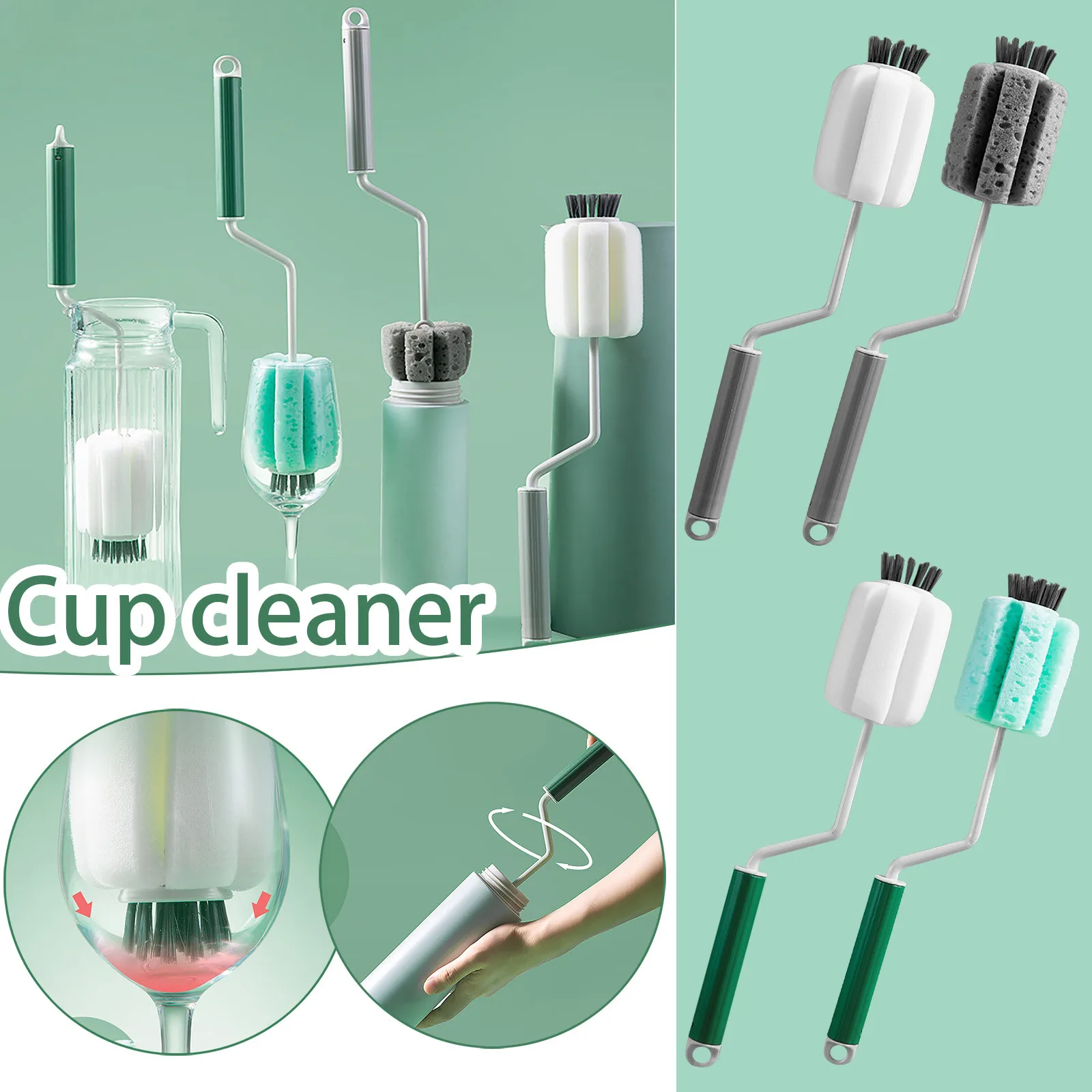 Вращающаяся щетка для чашек с длинной ручкой 2 # чистки без мертвых углов можно