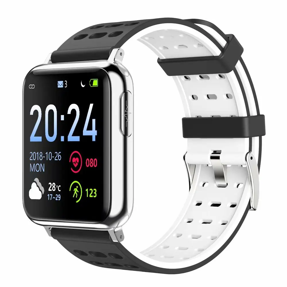 Silver White Silica ECG PPG SPO2 Smart Watch with Electrocardiograph ECG Display Heart Rate Blood Pressure Monitor Waterproof Smartwatch Men Women - Цвет: Silver White Silica