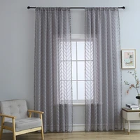 nordic simple grey wave stripe embossed tulle drapes with gray ball tassels window screen bedroom bay window curtain customized
