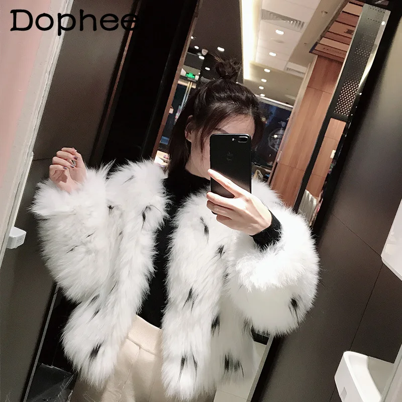 

Модное пальто из искусственного лисьего меха для женщин, новинка зимы 2021, корейское теплое меховое плюшевое пальто из меха норки, пушистая к...