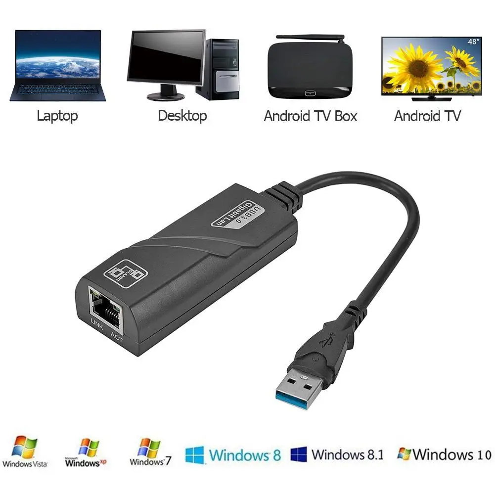Ethernet-адаптер USB3.0 гигабитный внешняя сетевая карта 3 0 RJ45 Lan от USB к ПК поддержка