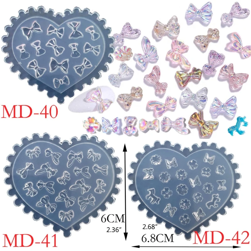  4Pcs Flower Bowtie Bear Resin Mold Epoxy Casting DIY Nail Art Crafts | Дом и сад