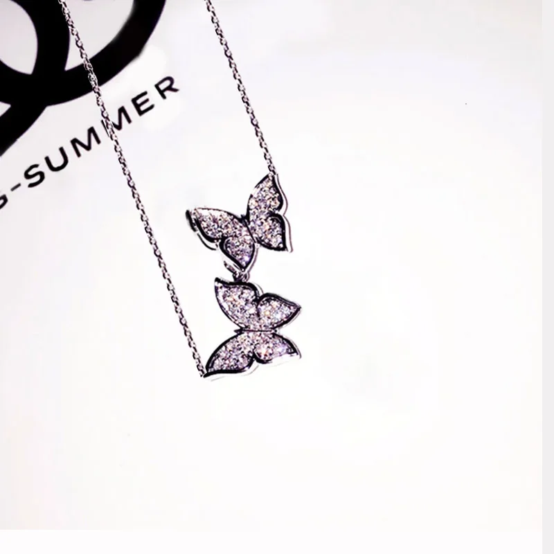 

Cute CZ Butterfly Necklace For Women Gift Zircon Color Chain Fashion Jewelry Party Choker Engagement Gift Bijoux BFF