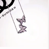 cute cz butterfly necklace for women gift zircon color chain fashion jewelry party choker engagement gift bijoux bff