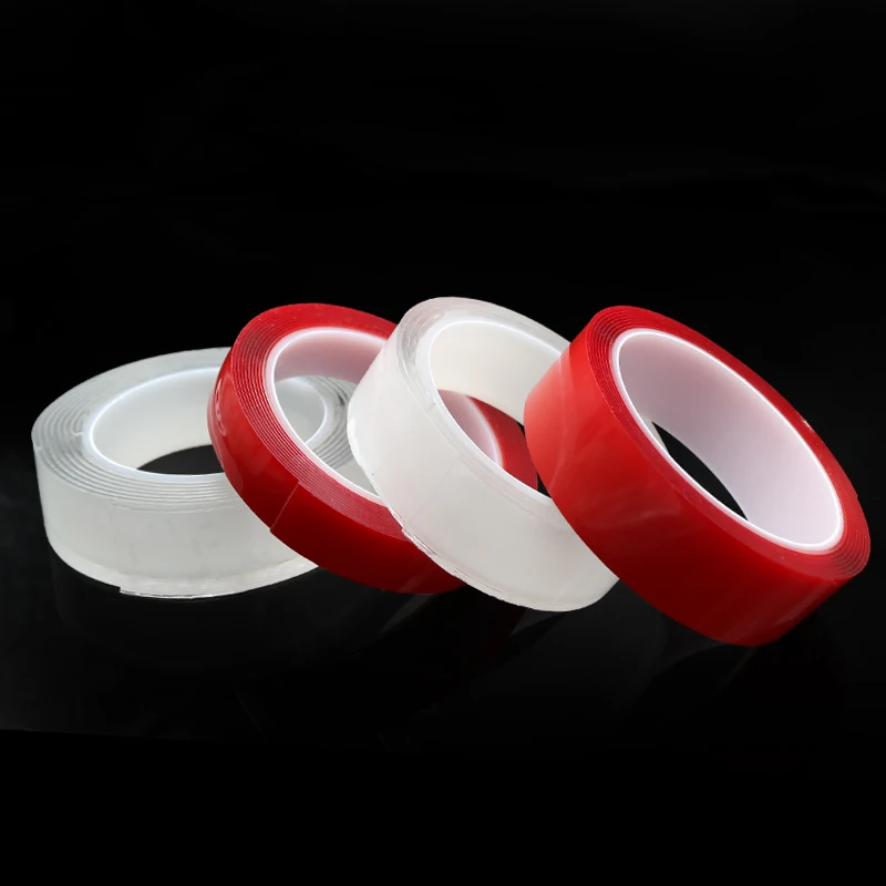 

5pcs Magic Nano Double Tape Transparent Sided Tape No Trace Reusable Waterproof Adhesive Strong Wall stickers Red Clear