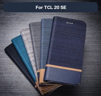 pu leather wallet case for tcl 20 se business phone case for tcl 20 se book case soft silicone back cover