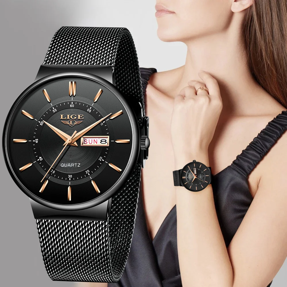 

Часы наручные LIGE женские кварцевые, брендовые Роскошные простые водонепроницаемые полностью стальные, подарок для женщин, 2021